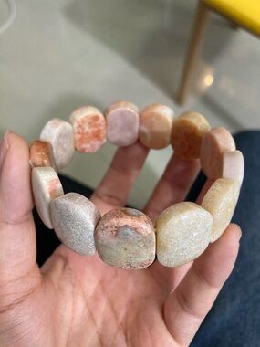 Natural Coral Stone Stretch Bracelet - Unbranded